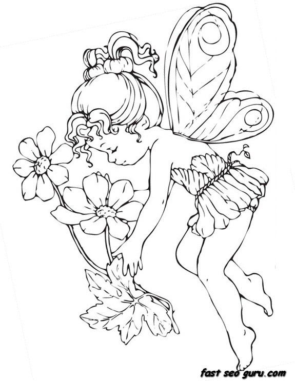 Printable beautiful Cute fairy coloring pages